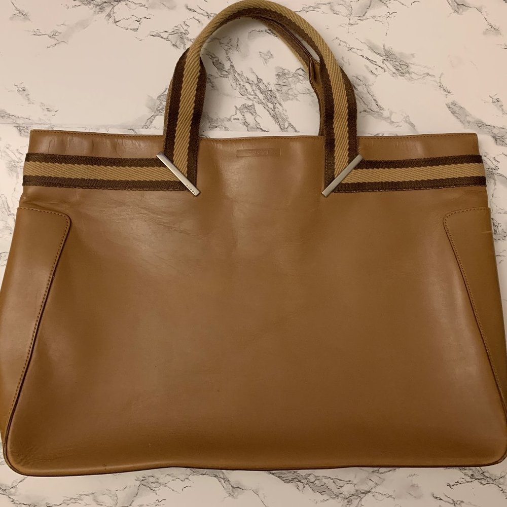 Gucci Vintage Tan Leather Tote Bag